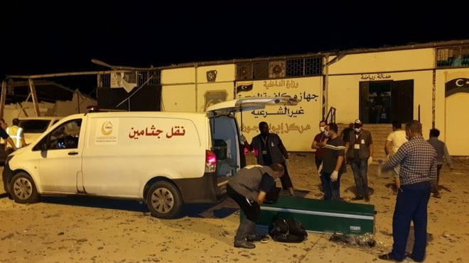लिबियाको आप्रवासी केन्द्रमा हवाई हमला, ४० जनाको मृत्यु