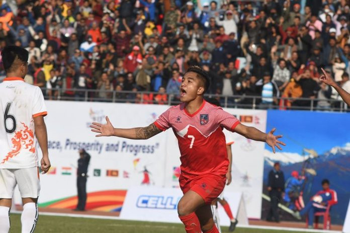 १३औं सागः  भुटानविरुद्ध नेपाल १–० ले अघि