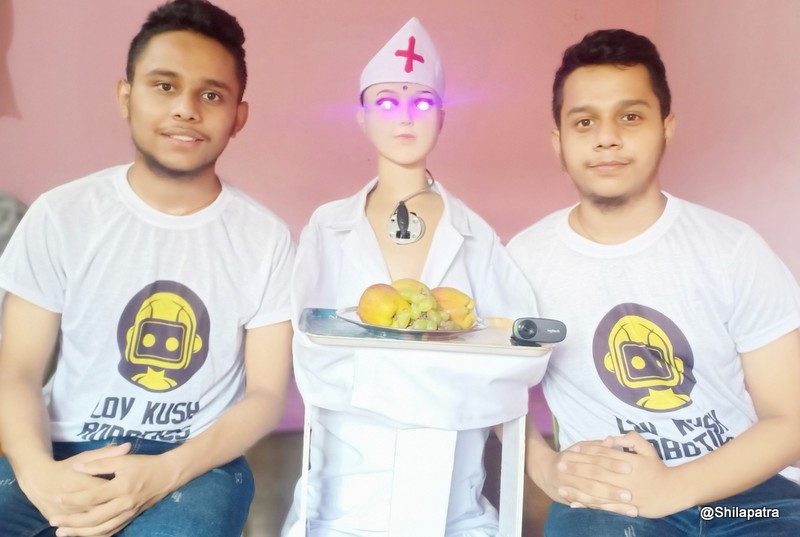 संक्रमितको सेवा गर्न 'गो-कोरोना रोबोट' बनाए बुटवलका जुम्ल्याहा दाजुभाइले