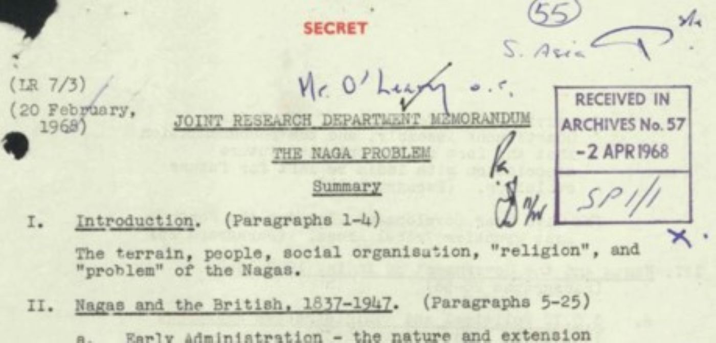 बेलायती गुप्तचरको खुलासा– भारतबाट नागाल्यान्ड अलग गर्न नेपालको साथ थियो