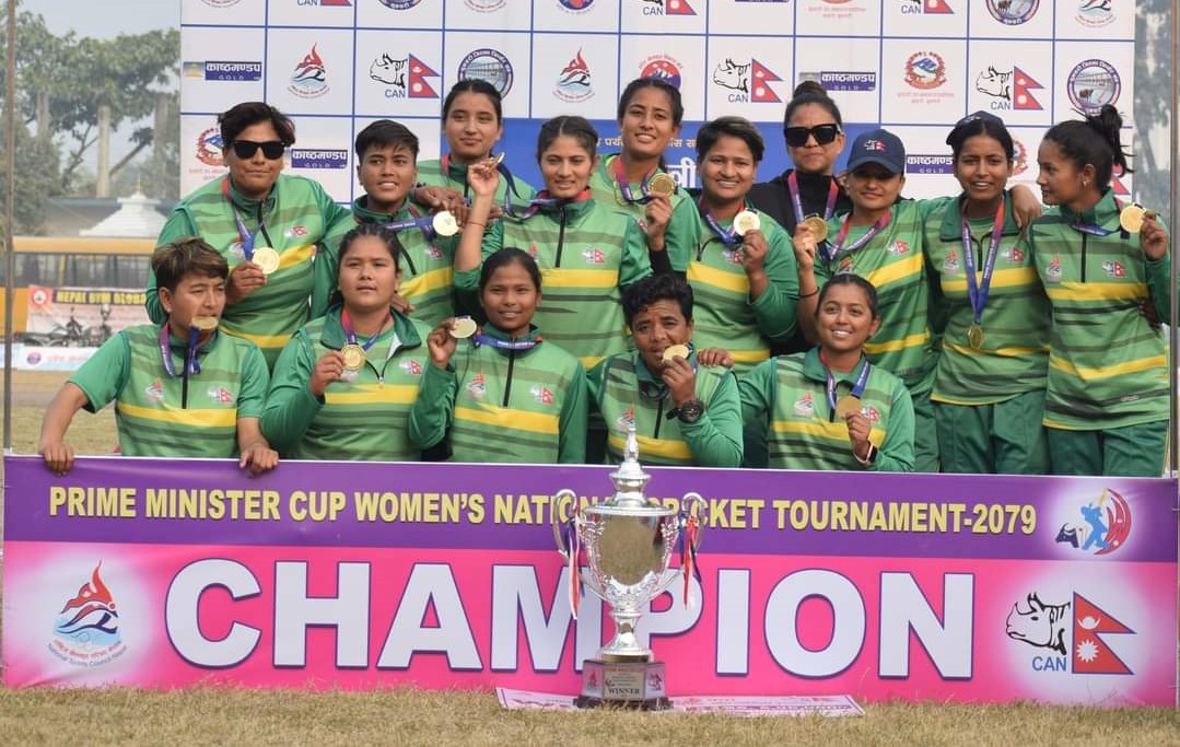 प्रदेश १ लाई हराउँदै सुदूरपश्चिम पीएम कप महिला क्रिकेट च्याम्पियन