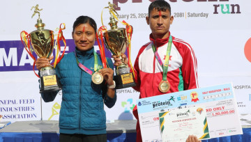 राजन र सन्तोषीलाई राइट टु प्रोटिन रन हाफ म्याराथनको उपाधि