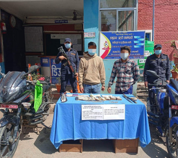 आँखामा खुर्सानीको धुलो छर्की डकैती गर्ने दुई जना प्रहरीको फन्दामा 