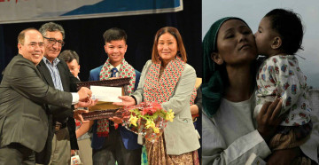 जब छाेरी जेनिफरकाे सम्मानपत्र लिन उपसभामुख राना पुगिन्