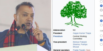 विकिपेडियाले सूचना अपडेट गर्दै लेख्यो– कांग्रेस सभापति गगन थापा 