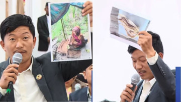 आरेन राईले संसदमै देखाए मकैको खोस्टा र बाँदर कुर्ने ९३ वर्षकी वृद्धाको फोटो