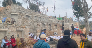 श्रमदान र चन्दा सहयोगबाट लिच्छविकालीन चैत्यको पुनर्निर्माण सुरु