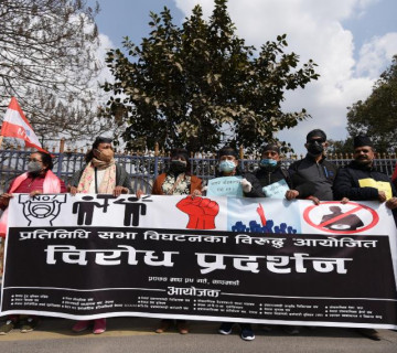 प्रतिनिधिसभा विघटनविरुद्धमा पेशाकर्मी र श्रमिकको सांकेतिक विरोध