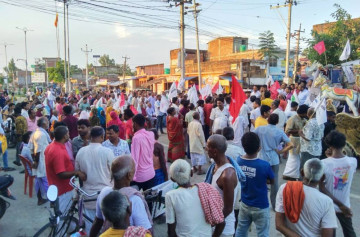 जसपा नेपाल धनुषाद्वारा धनुषाको हंसपुरमा विरोध प्रदर्शन