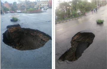 कालोपुलनजिकैको मूल सडकमा 'गाडी छिर्ने भ्वाङ' (भिडियोसहित)