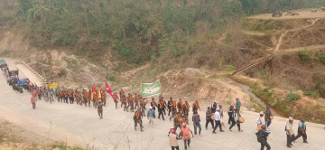 पाल्पा पुग्यो गोरखा–जितगढी पदयात्रामा निस्केको सेनाको टोली 