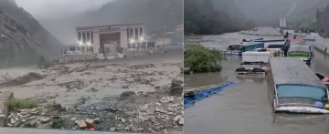 बाढीले मितेरी पुल बगाएपछि टुट्यो नेपाल-चीन सम्पर्क, बाढीमै बगे ड्राइपोर्टका गाडी 