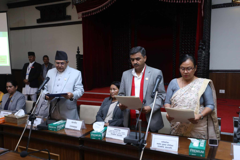 दुई संसदीय समितिका सभापति गैरे र न्यौपानेले लिए शपथ