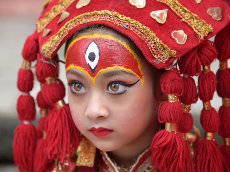 बसन्तपुरमा कुमारी पूजा (फोटो फिचर)