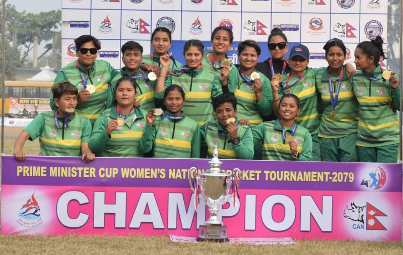 प्रदेश १ लाई हराउँदै सुदूरपश्चिम पीएम कप महिला क्रिकेट च्याम्पियन