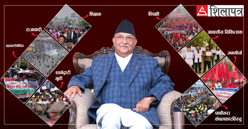 आन्दोलनको घेराबन्दीमा सरकार, कमजोर बन्दै ओली