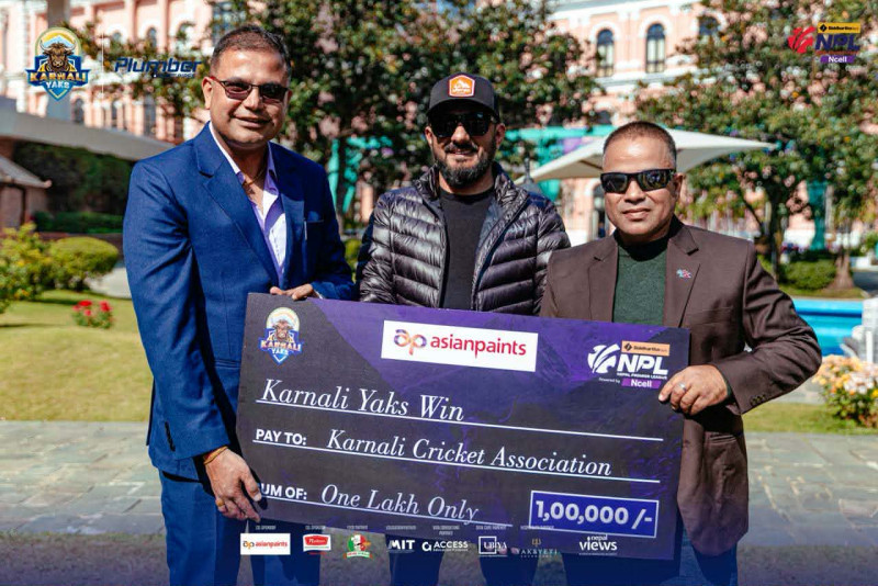कर्णाली याक्सको जितपछि एसियन पेन्ट्सले दियो प्रदेश क्रिकेट संघलाई एक लाख
