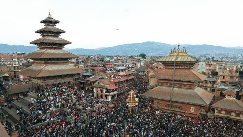ड्रोनबाट यस्तो देखियो बिस्का जात्रा (तस्वीरहरू)