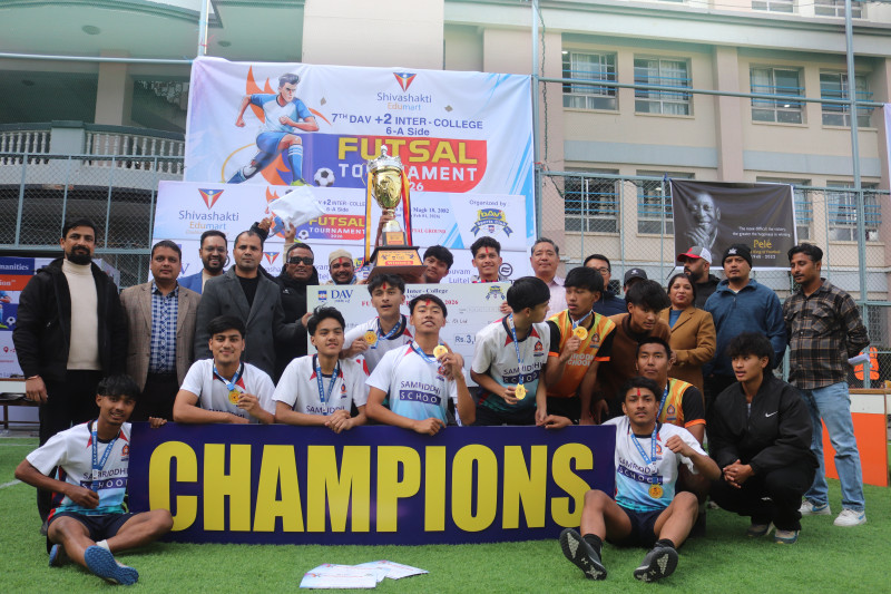 डीएभी अन्तर कलेज फुटसल प्रतियोगिता सम्पन्न, प्रथम हुने समृद्धि स्कुलले पायो ३ लाख नगद