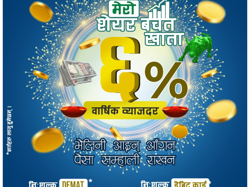गरिमा बैंकले मेरो शेयर बचत खातामा ६ प्रतिशत ब्याज दिने