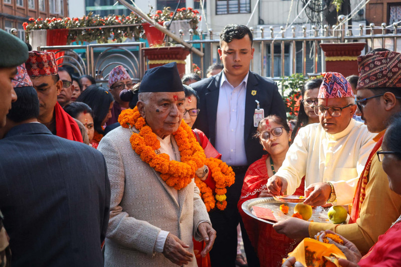 नक्साल भगवती मन्दिरमा राष्ट्रपति पौडेलले गरे पूजाआराधना (तस्वीरहरू)