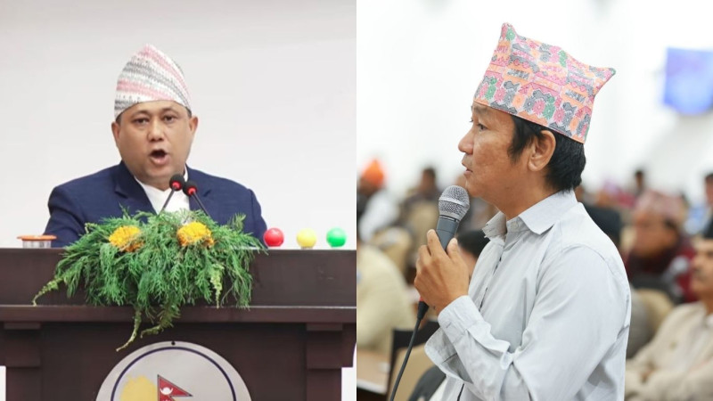 परराष्ट्रमन्त्रीले जवाफ दिइरहँदा उभिरहे हर्क साम्पाङ