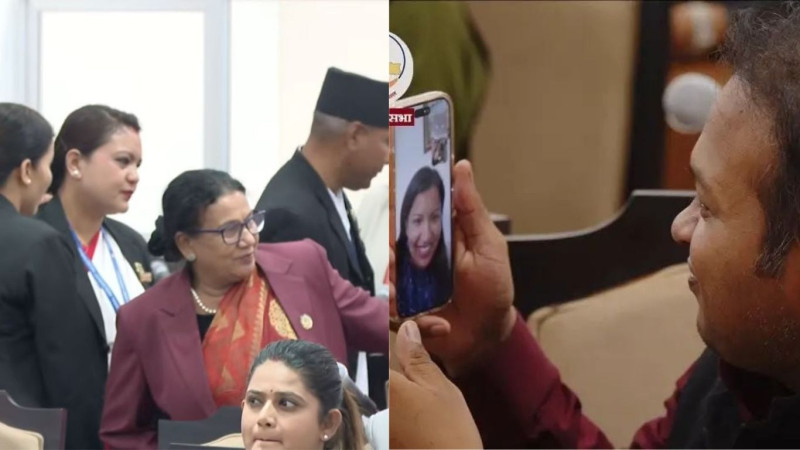 भिडियो खिच्दा कांग्रेस सांसदलाई बाहिर निकालियो, श्रीमतीसँग लाइभ कुरा गर्ने रास्वपा सांसदलाई छुट !