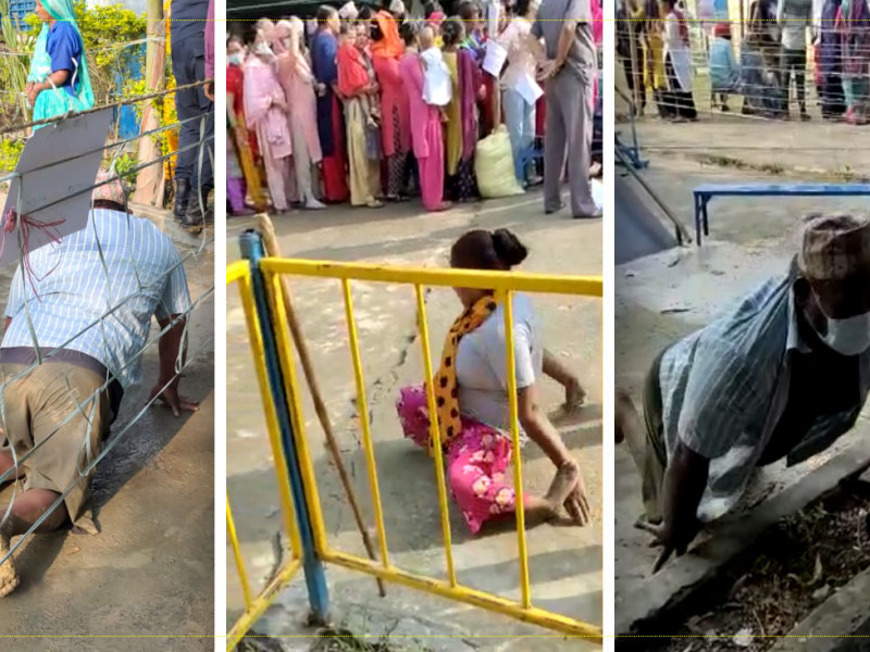 अपाङ्गता भएकालाई मतदान केन्द्रमा ह्वील चेयर प्रयोग गर्न दिइएन, घिस्रिएर गई भोट हाले (भिडियो)