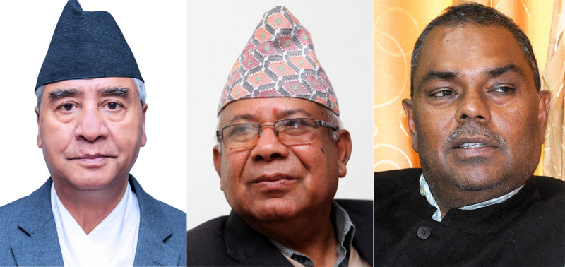 धुम्बाराहीमा देउवा, माधव नेपाल र उपेन्द्र यादवबीच एक घण्टा छलफल