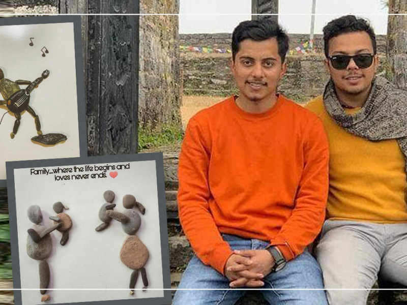 चितवनका मामाभाञ्जा, जसले ढुंगा जाेडेर बनाउँछन् मनमाेहक चित्र