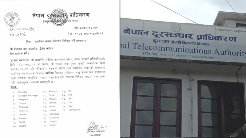 फेसबुक, युट्यबुलगायत दर्ता नभएका सञ्जाल बन्द गर्न सेवा प्रदायकलाई प्राधिकरणको निर्देशन