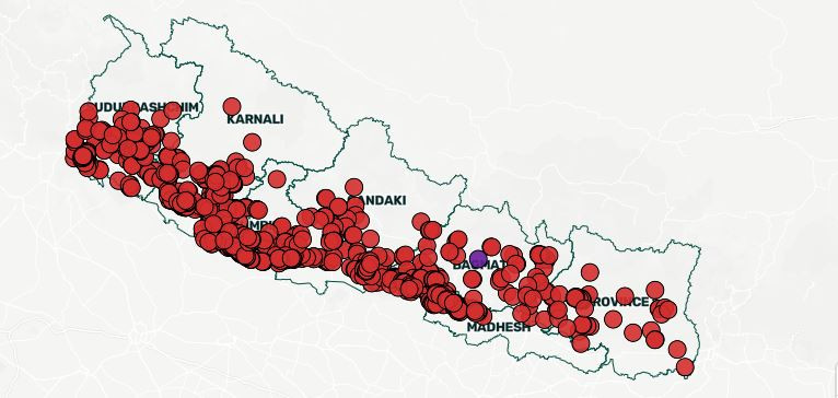 डढेलोले गुल्मीमा करोडौँको क्षति, ६७ भन्दा बढी घरगोठ जले