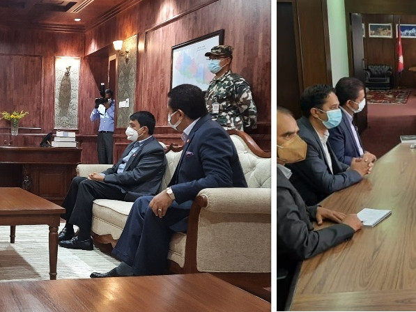 प्रधानमन्त्री र अर्थमन्त्रीलाई भटेर महासंघको टोलीले भन्यो- निजी क्षेत्रलाई तत्‍काल कोभिड खोप देऊ