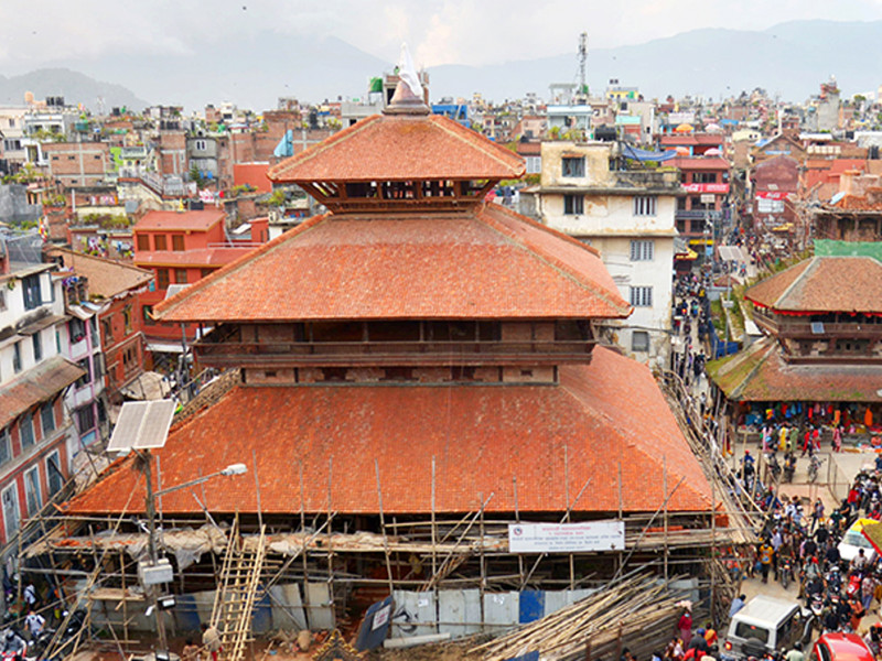 भूकम्प गएको ६ वर्षपछि काष्ठमण्डपको पुनर्निर्माण सकियो 