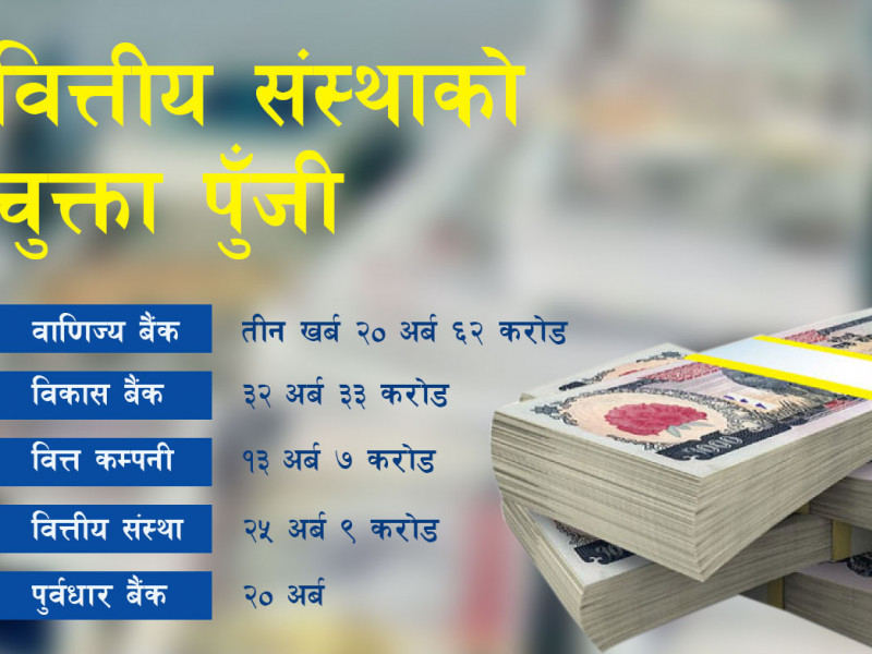 ४ खर्ब नाघ्यो वित्तीय क्षेत्रको पुँजी, कुन संस्थाको कति ?