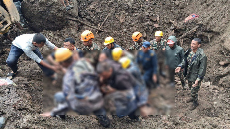 पाल्पामा पहिरोले घर पुरिँदा बेपत्ता तीनै जनाको शव भेटियो