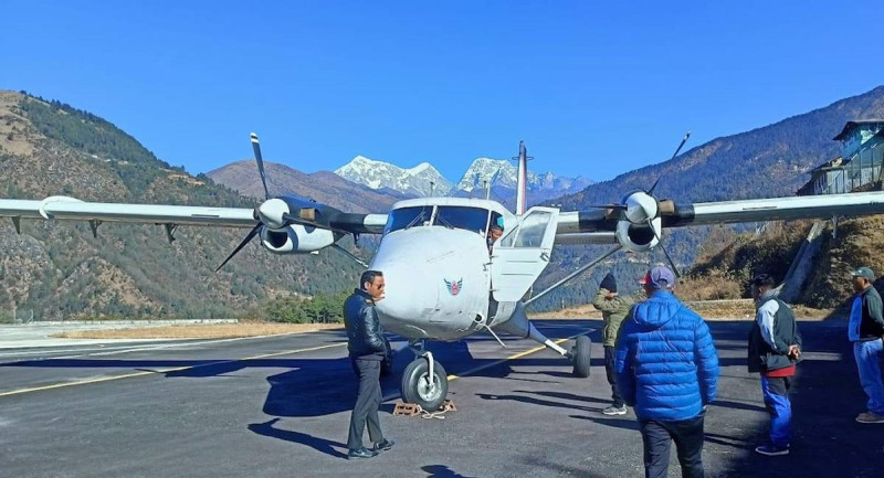 सोलुखुम्बुको फाप्लु विमानस्थलमा १७ दिनपछि भयो उडान
