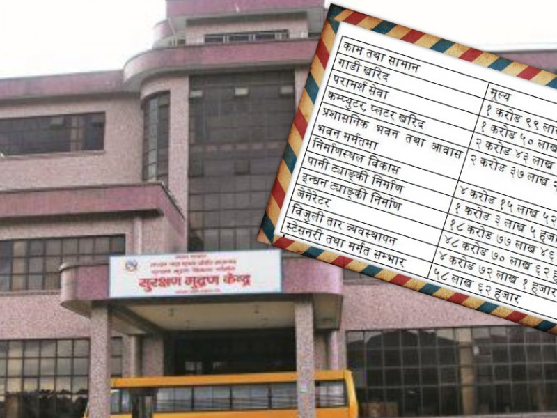 सेक्युरिटी प्रिन्टिङ प्रेस खरिदको टुंगो नलाग्दै ८६ करोड खर्च, गाडीमा मात्र दुई करोड