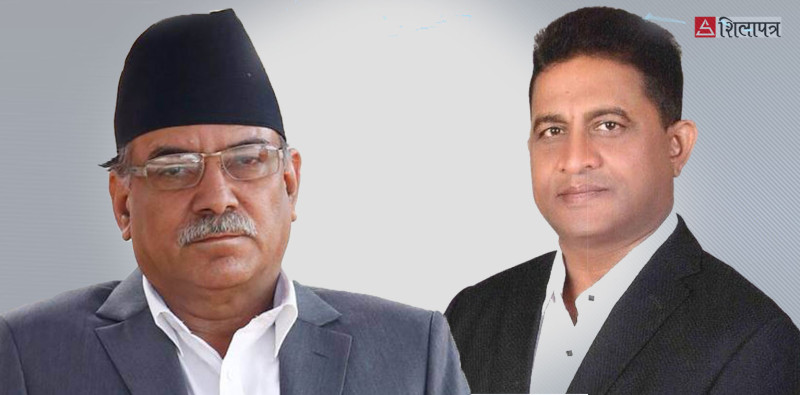 सत्ता गठबन्धनको बैठकअघि एमाले सचिव महासेठ र प्रचण्डबीच भेट