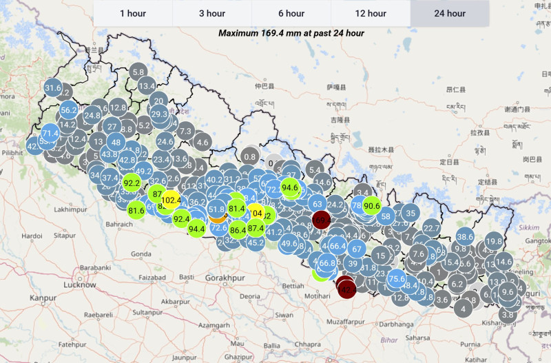कर्णालीबाहेक सबै प्रदेशमा वर्षा, धादिङको गजुरीमा सबैभन्दा धेरै पानी
