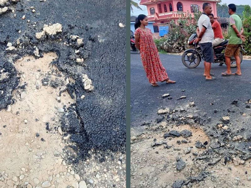 पिच गरेको भोलिपल्टै सडक जीर्ण, बर्दिबासका स्थानीय आन्दाेलित