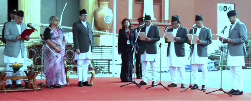 अन्तरिम सरकारको तेस्रो शपथग्रहण समारोहमा देखिए सभामुख घिमिरे