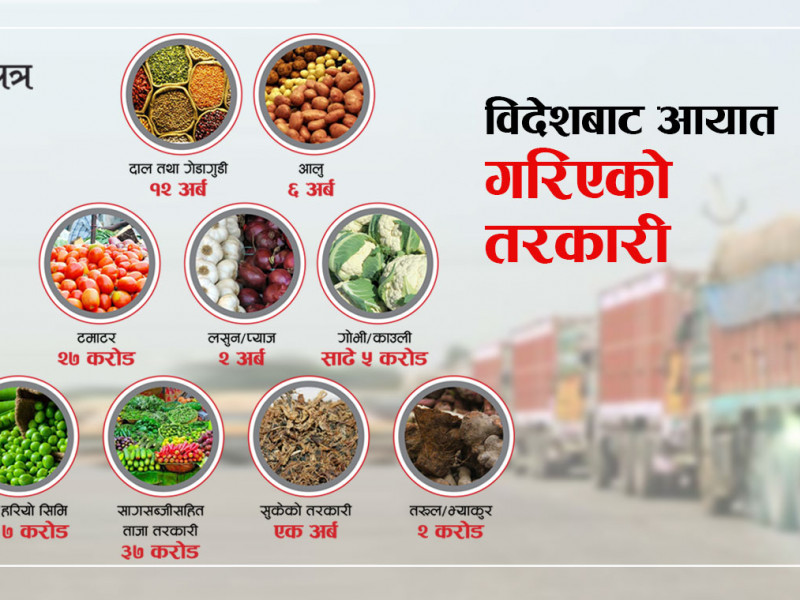 गिट्ठा-भ्याकुरदेखि लसुनका पातसम्म विदेशकै भर, तरकारी किन्न बाहिरियो साढे २२ अर्ब