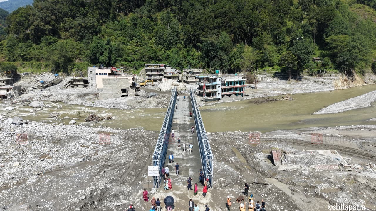 फलाखु खोलामा बेलीब्रिज निर्माण भएपछि रसुवाको पर्टकीय क्षेत्रमा चहलपहल बढ्यो