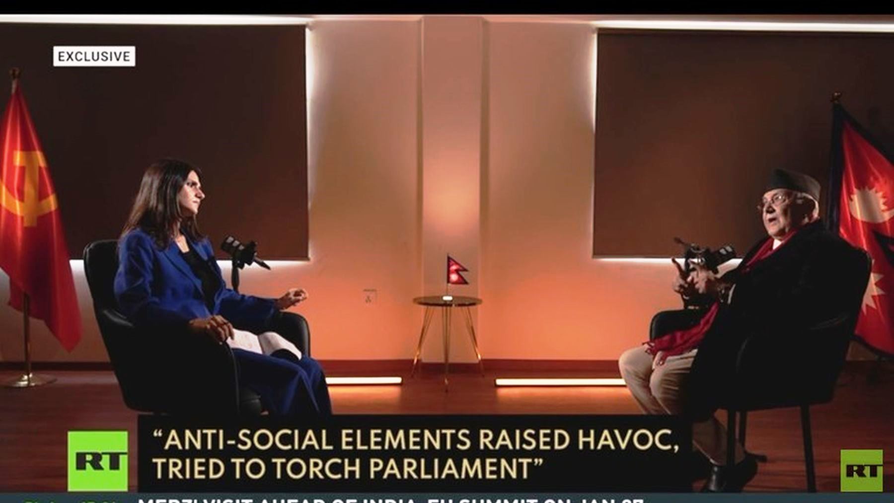 रुसी विश्व च्यानल ‘आरटी’मा ओलीको २६ मिनेट लामो अन्तर्वार्ता, के–के भने ?