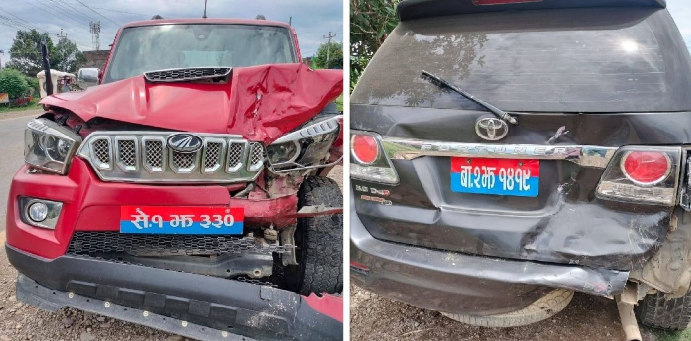 कैलालीमा प्रधानमन्त्रीलाई स्वागत गर्न जाने क्रममा मन्त्रीहरू सवार दुई गाडी ठोक्किए