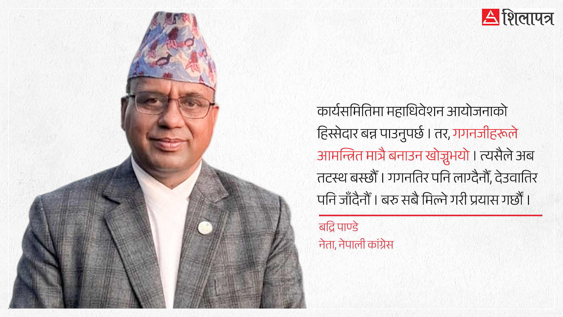 'हामी ‘स्टेकहोल्डर’ हुन चाहन्थ्यौँ, गगनजीहरूले आमन्त्रित बनाउन खोज्नुभयो' [अन्तर्वार्ता]