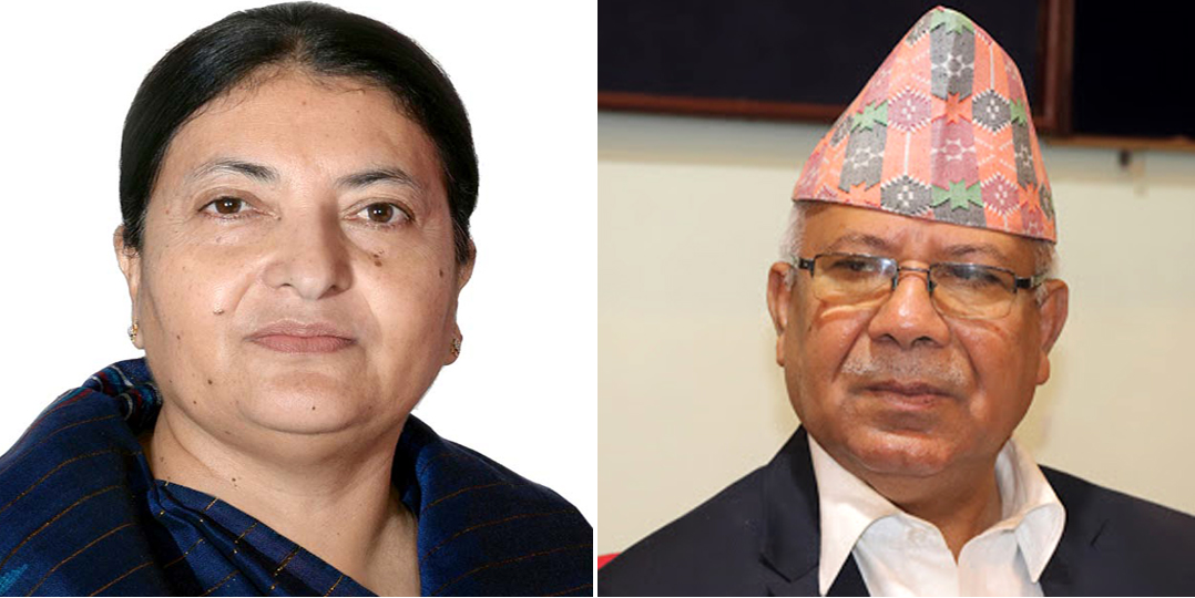 राष्ट्रपति भण्डारीको माधव नेपाललाई आग्रह- ‘चाँडै तपाईंहरू दुई जना सँगै बसिहाल्नुस्’