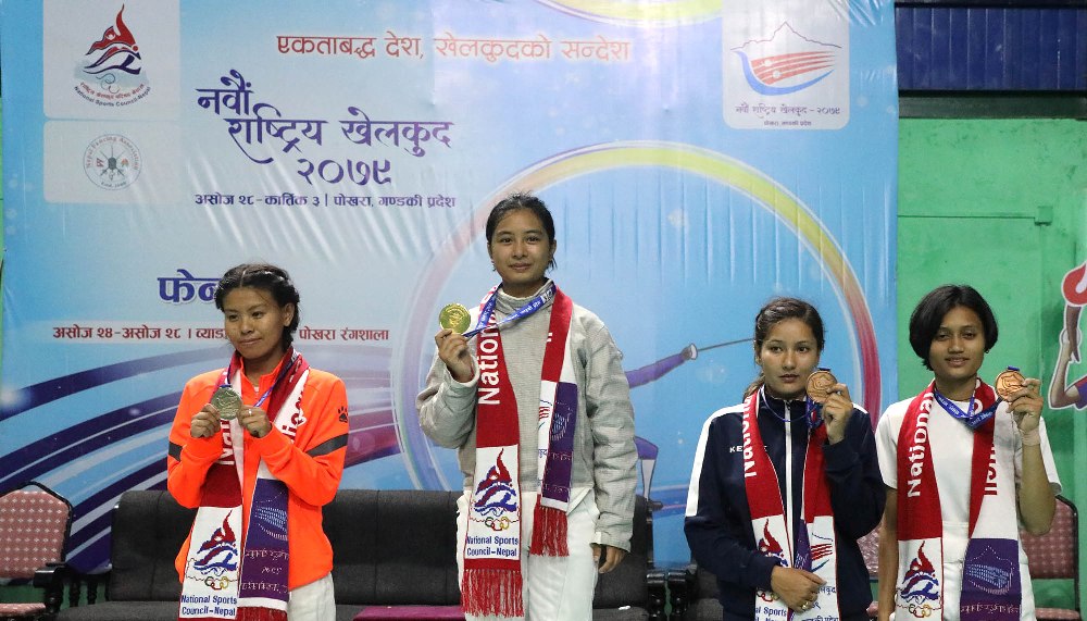 नवौँ राष्ट्रिय खेलकुद: फेन्सिङमा पहिलो स्वर्ण बागमती प्रदेशलाई 
