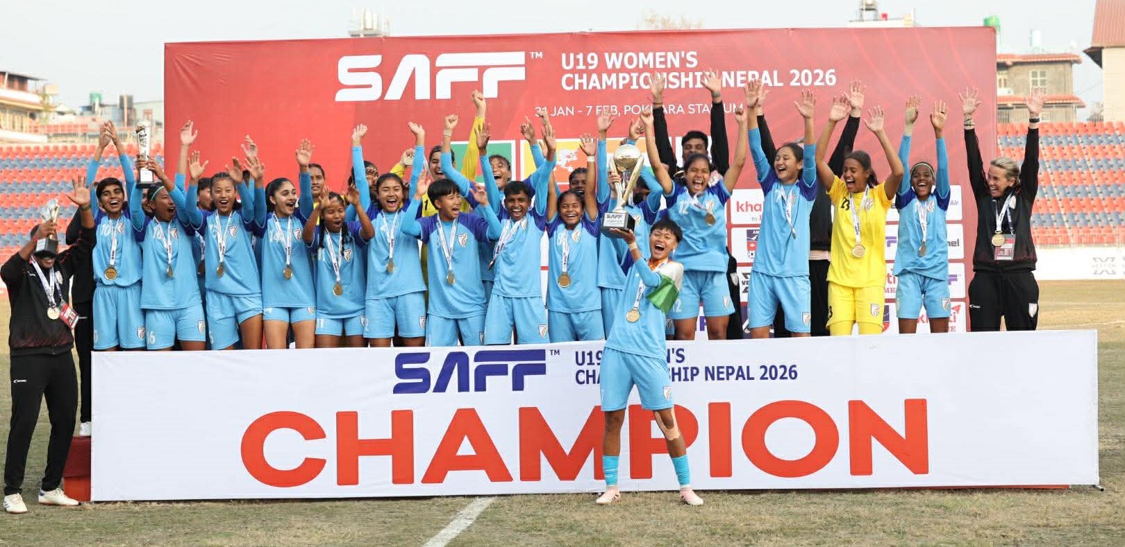 भारतलाई साफ महिला यू– १९ च्याम्पियनसिपको उपाधि